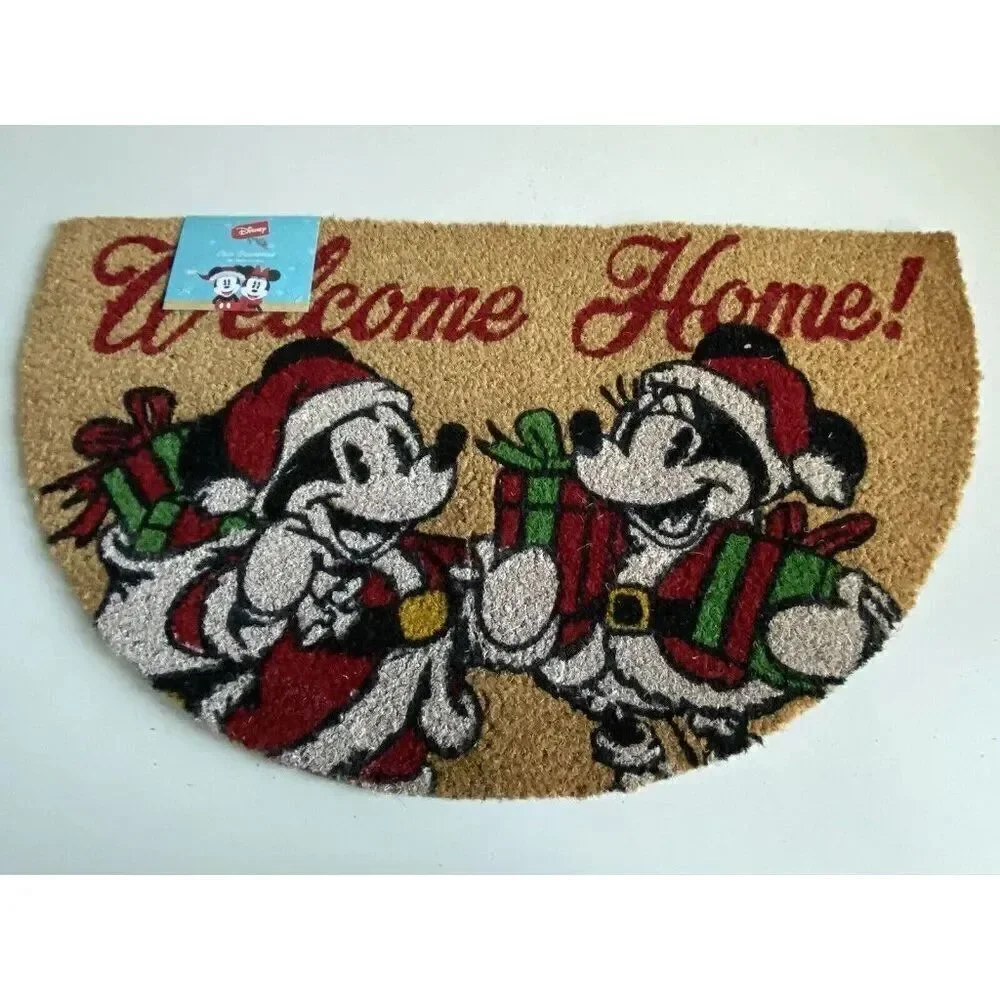 Disney Mickey Minnie Mouse Christmas Holiday  Coir Door Mat 18 X 30” Outdoor NEW